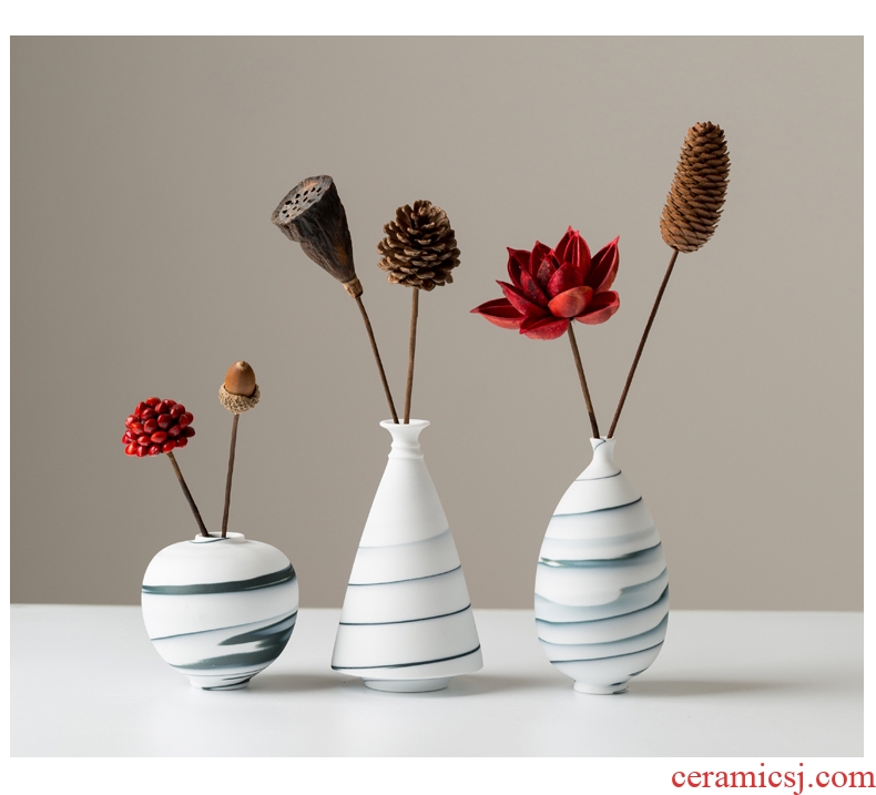 Ceramic plug dried flower vase contracted Nordic household decoration white flower arrangement home sitting room flower arranging furnishing articles