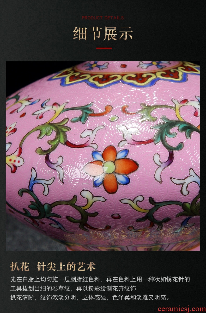 Hao chun jingdezhen enamel vase with hand-painted archaize candlestick furnishing articles of Chinese style wedding gift porcelain decorations