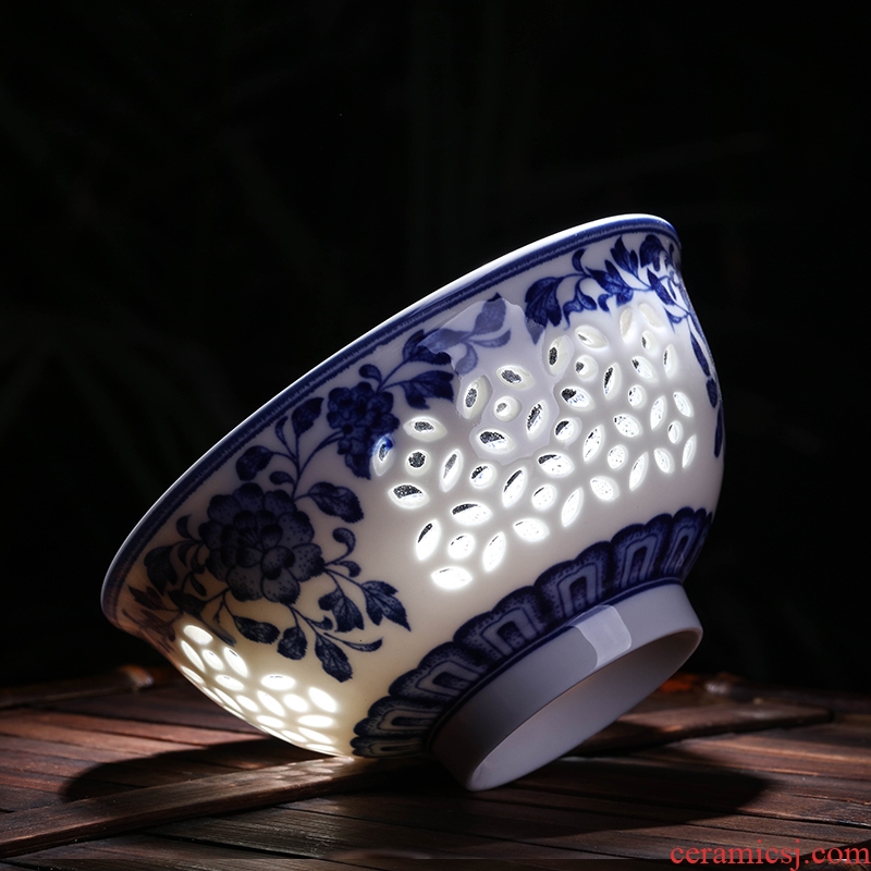 Jingdezhen blue and white household of Chinese style and exquisite bowl millet rice bowl high temperature ceramics rainbow noodle bowl porringer creative dishes