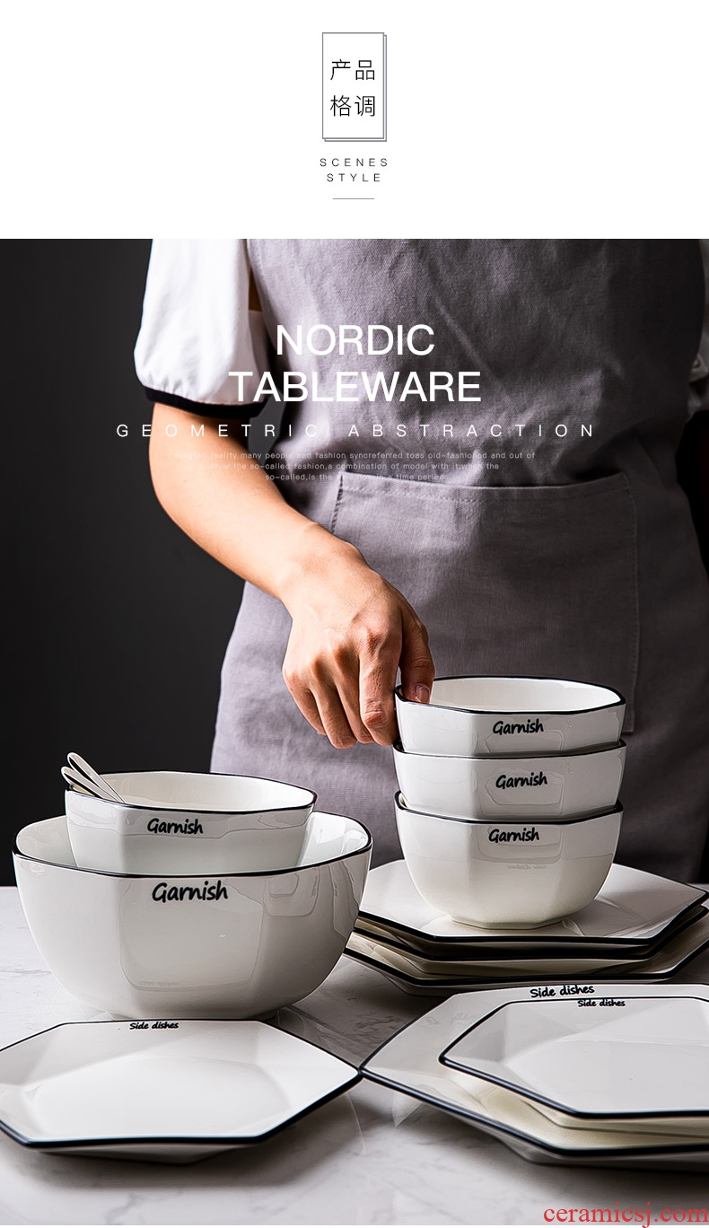 Nordic web celebrity ins dishes suit household jingdezhen ceramic one food tableware suit dishes chopsticks dishes