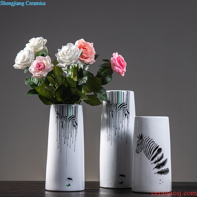 Jingdezhen ceramic vase Nordic zebra furnishing articles creative small pure and fresh and dry flower arranging flowers home sitting room adornment