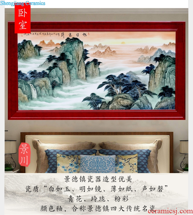 Jingdezhen ceramic hand-painted sunrise landscape porcelain plate painting the living room a study Chinese opening gifts that hang a picture