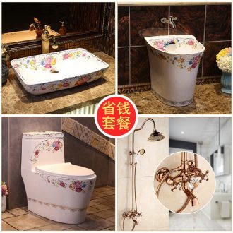 JingYan spring series save money that defend bath suit on the ceramic bowl + + toilet, european-style flower is aspersed mop pool