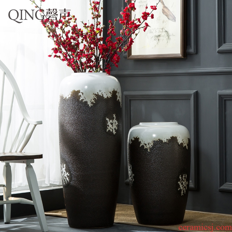 Ceramic vase furnishing articles sitting room TV cabinet decoration flower arranging dried flowers of large porcelain contracted and contemporary household pottery