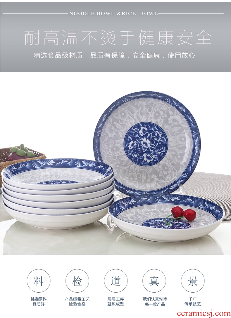 Blue and Japanese ceramics tableware hotels with 0 home deep dish soup plate bone porcelain dish fruit bowl
