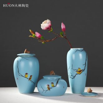 Jingdezhen ceramic decorative furnishings tea general storage jar of new Chinese style classical home sitting room ark furnishing articles