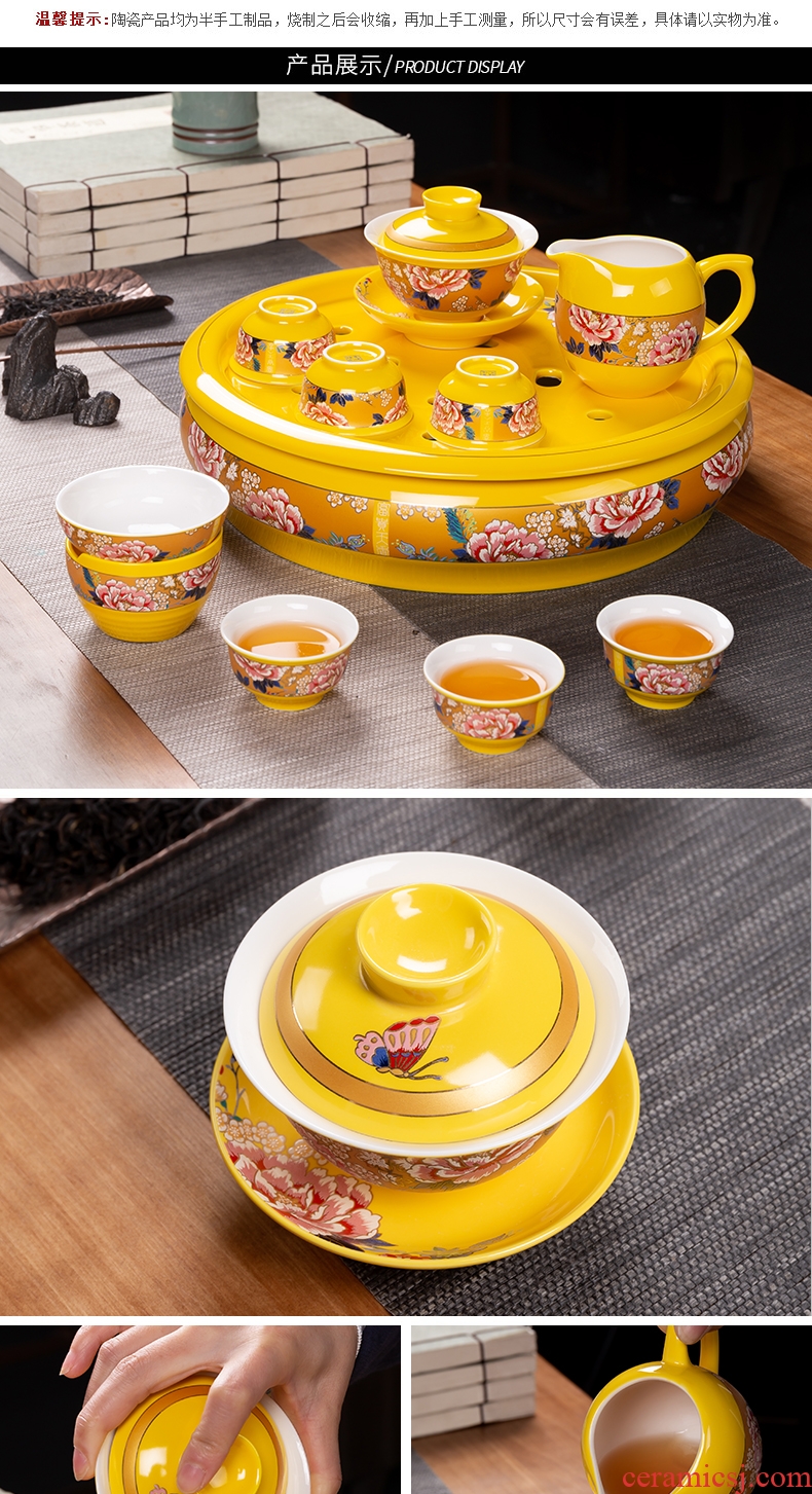 Luo wei was suit household ceramics jingdezhen fair a complete set of Chinese kung fu tea teapot teacup tea tray