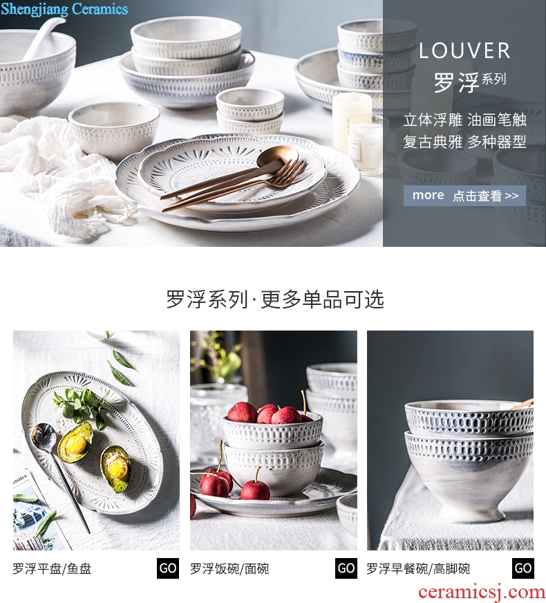 Million jia web celebrity ins ceramic tableware dishes creative household Nordic tableware moved into gift set the Louvre