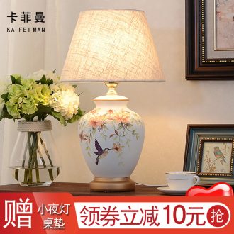 American ceramic desk lamp rural idyll contemporary and contracted lamp European sitting room decorate the study desk lamp of bedroom the head of a bed