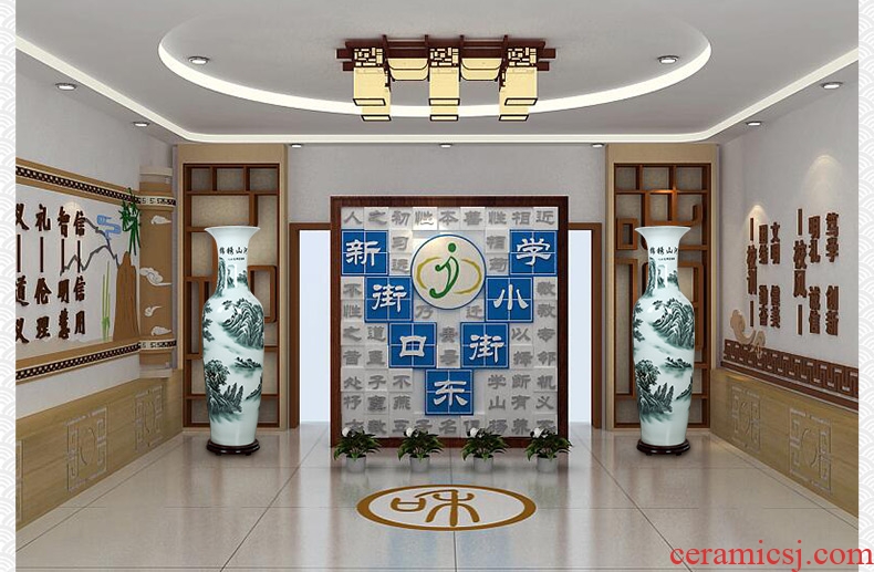 Jingdezhen ceramics of large blue and white porcelain vase, flower arrangement of Chinese style living room office decoration place hotel