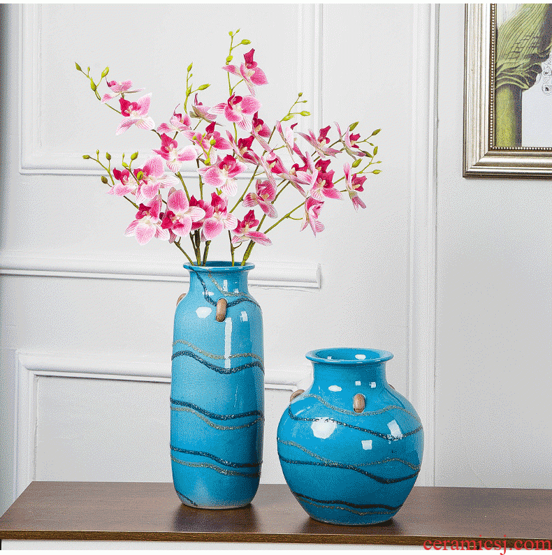 Insert jingdezhen ceramics vase home sitting room ark decoration Mediterranean dried flower flower implement creative furnishing articles