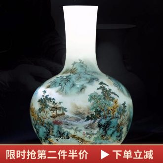 Jingdezhen ceramics vase famous hand-painted landscape tree Chinese style living room rich ancient frame furnishing articles home decoration