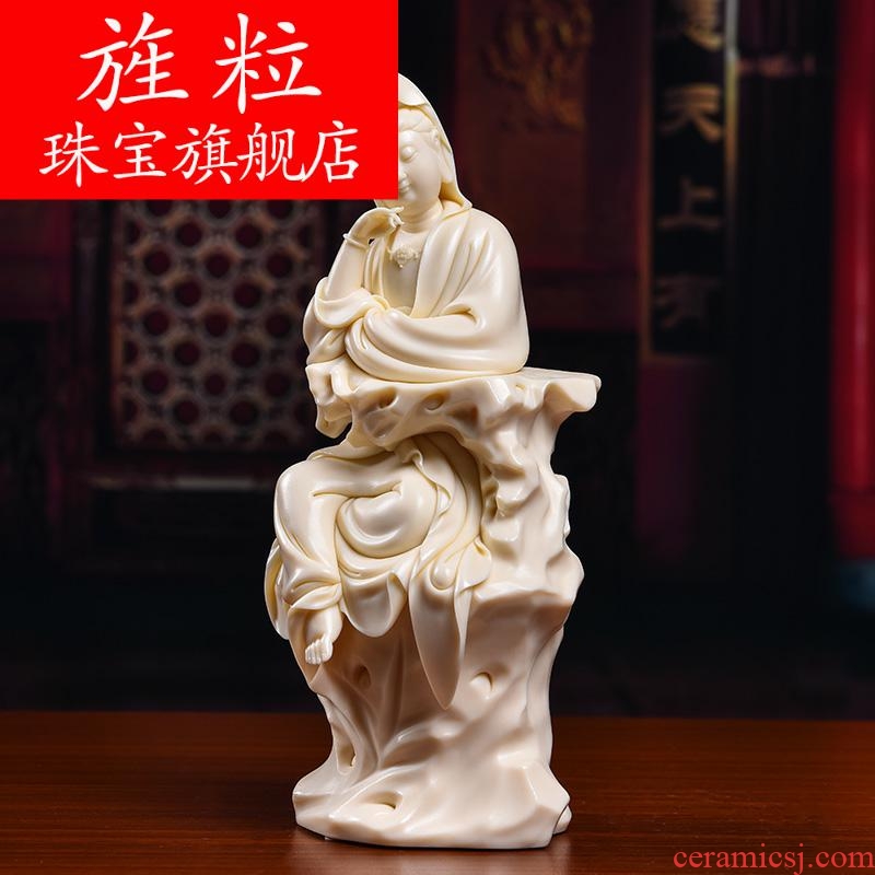 Bm provincial master Lin Jiansheng works yellow jade porcelain ceramic Buddha furnishing articles life guanyin D03-135