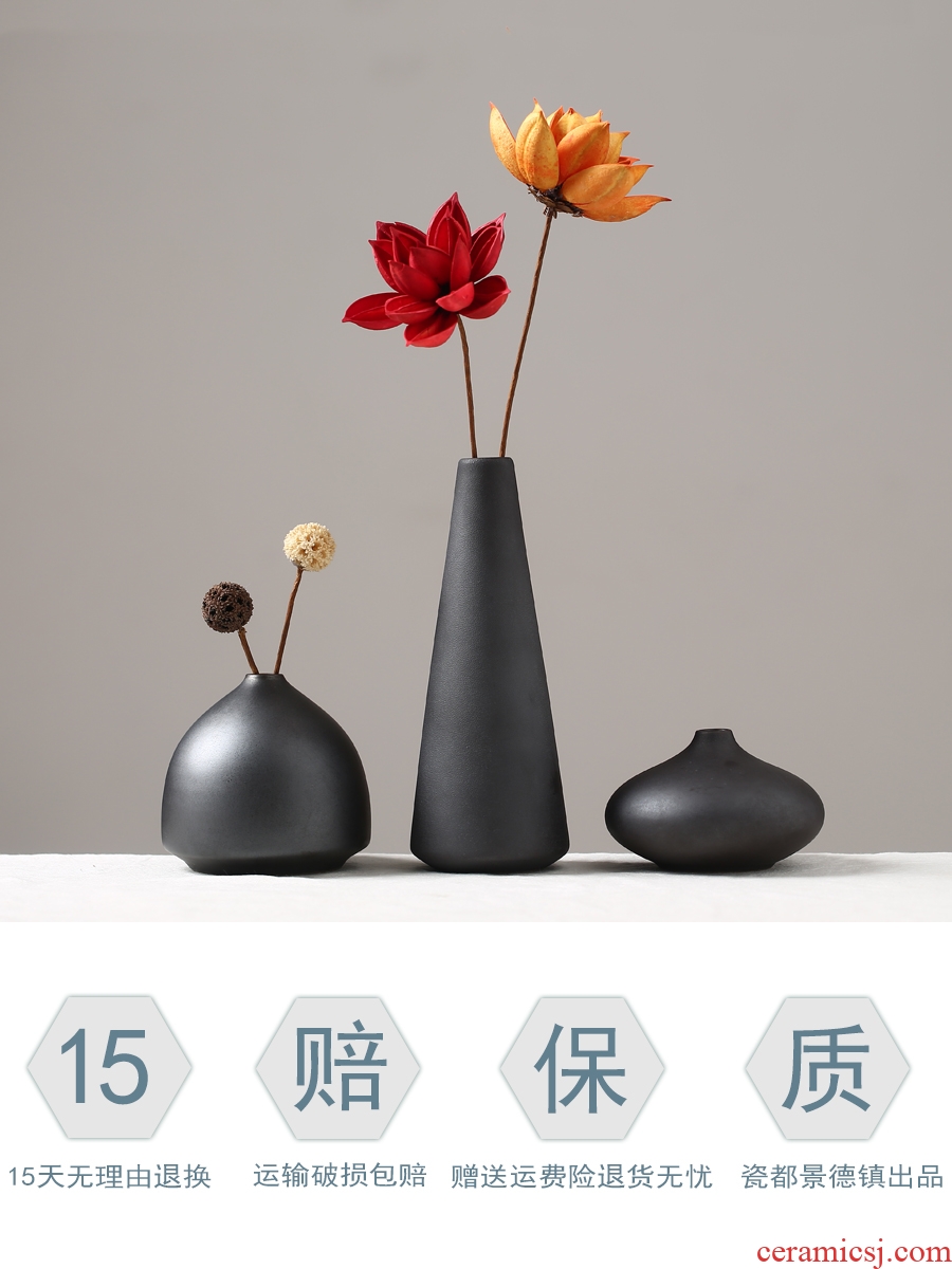 Contracted dried flower vase planting black ceramic flower implement the sitting room porch TV ark home furnishing articles creative decoration