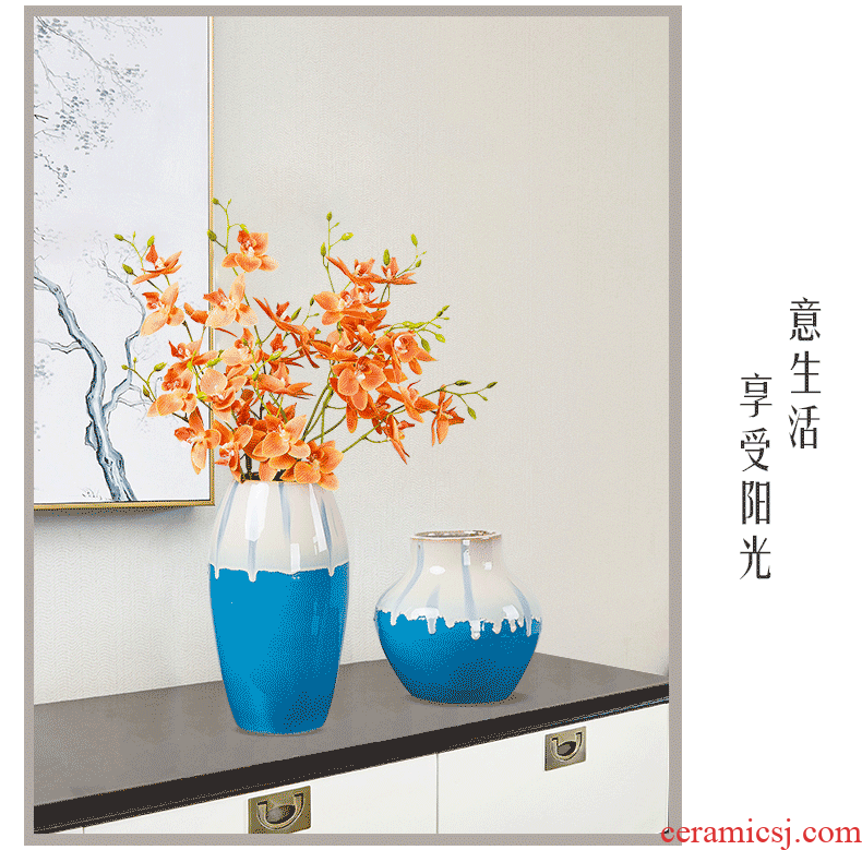 Jingdezhen ceramic vases, dry flower arranging flowers is household desktop wine sitting room adornment is placed contemporary and contracted Europe type