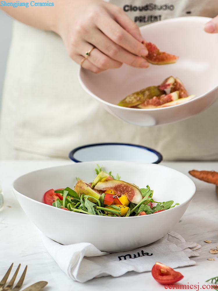 Creative household ceramic bowl lovely sweet fruit salad bowl bowl Nordic web celebrity food bowl bowl ins wind tableware
