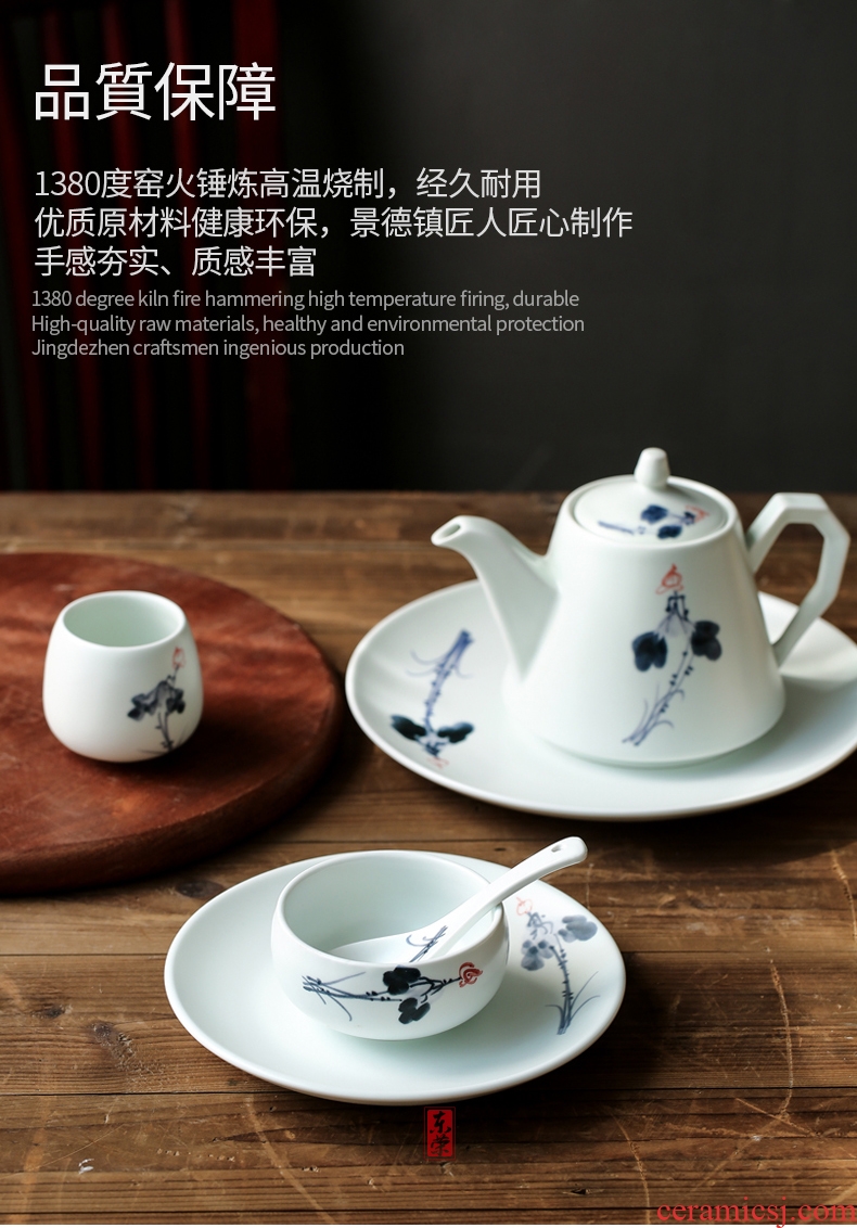 Hotel supplies club creative Chinese hand-painted restaurant tableware ceramic plate phnom penh dish tray table suits