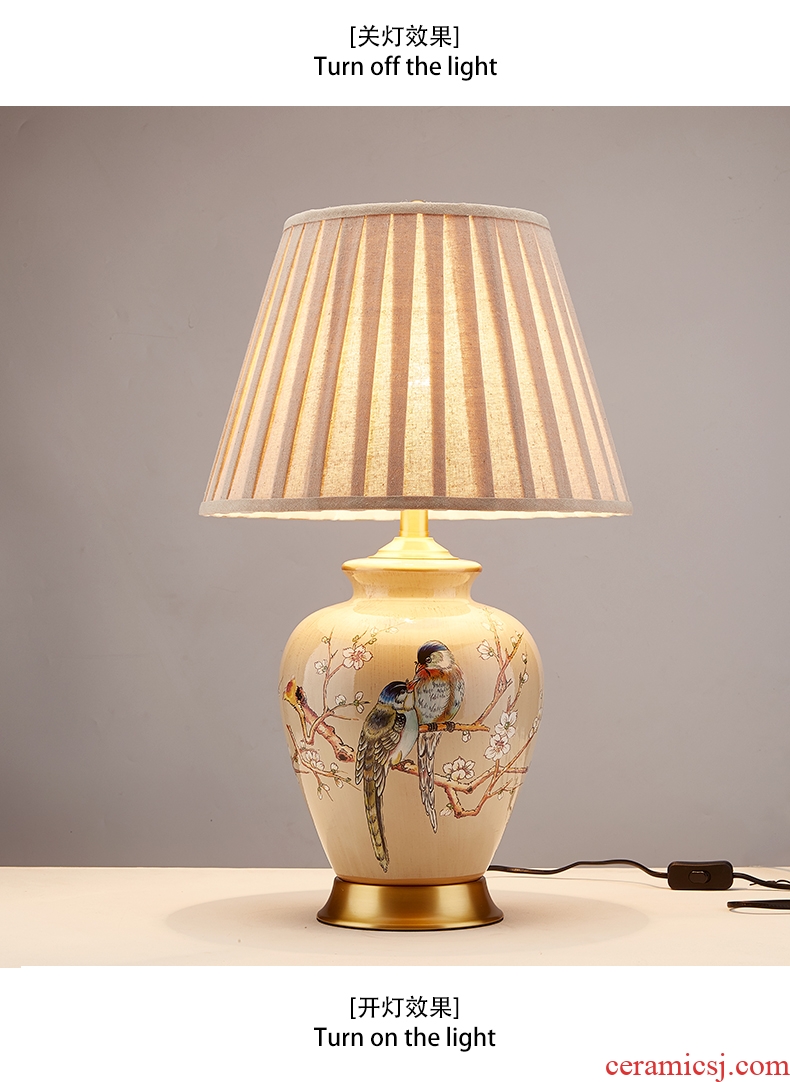 New Chinese style of sitting room lamps bedroom study American rural Europe type restoring ancient ways corner sofa a few ark all copper ceramic lamp