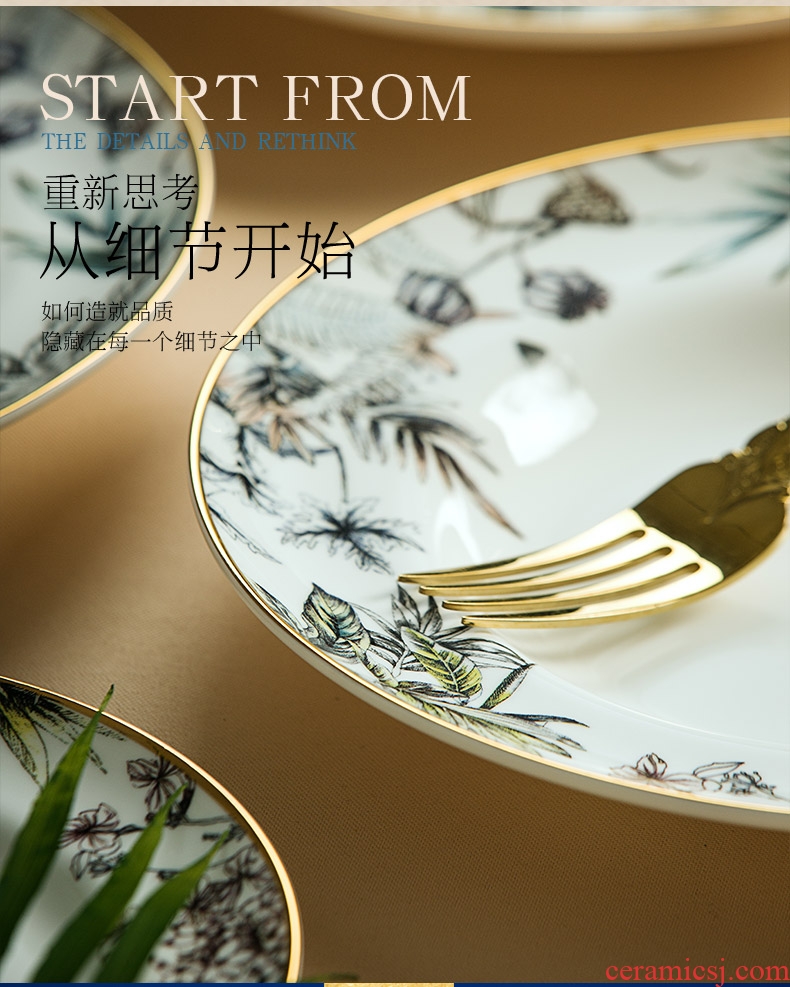 Jingdezhen ceramic tableware Chinese style luxurious dishes suit household chopsticks to eat bowl bowls plates special ideas