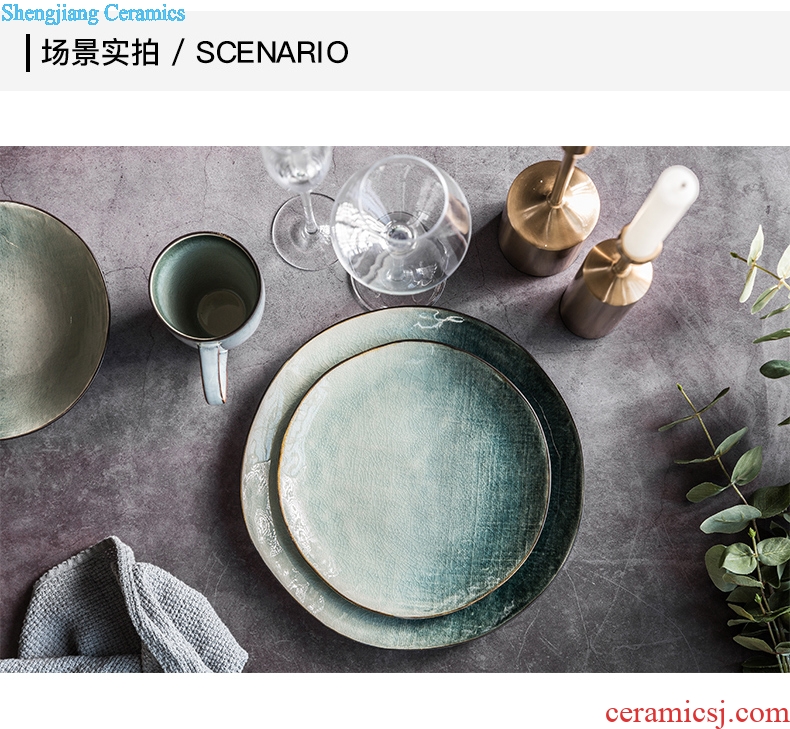 Million jia Nordic creative ice crack glaze ceramic tableware flat dish plate beefsteak dessert salad bowl