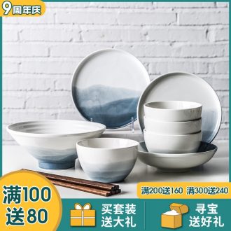 Million fine Chinese ceramics tableware dishes suit ins wind personality web celebrity home eating food bowl dishes for breakfast