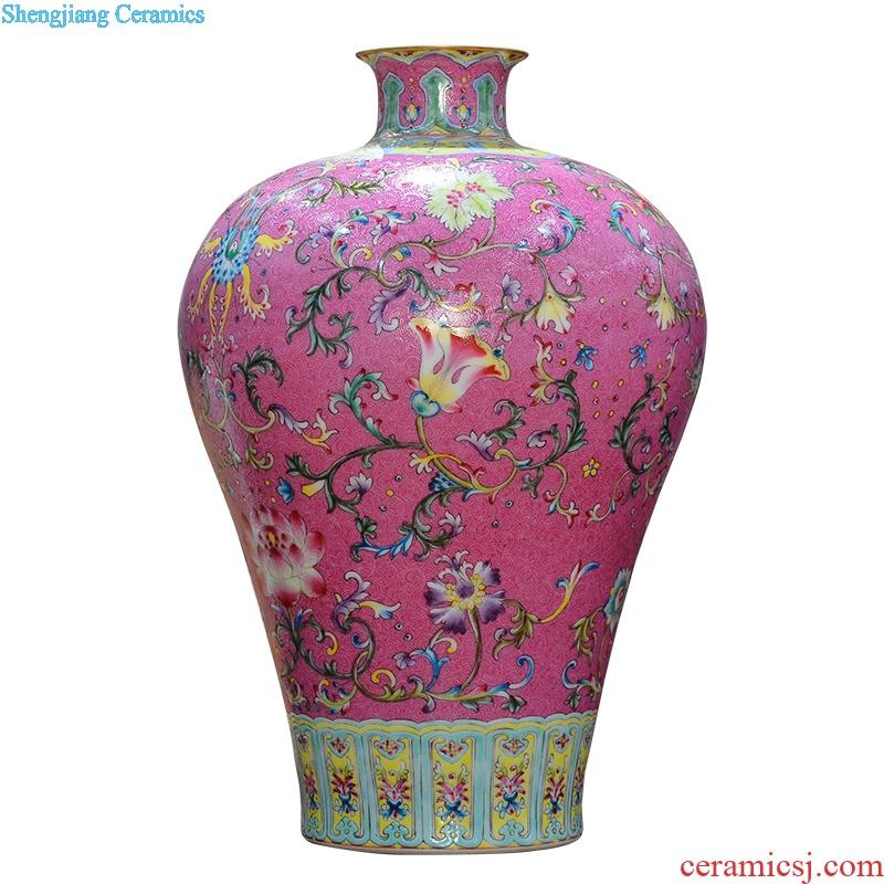 Jingdezhen ceramics imitation qing qianlong pastel hand-painted morning glory vases, new Chinese style living room decorations furnishing articles