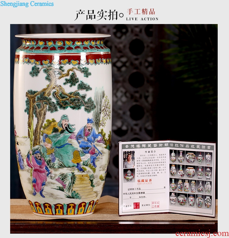 Jingdezhen ceramic hand-painted guan yu tackled receive furnishing articles home sitting room vase mesa study Chinese calligraphy and painting