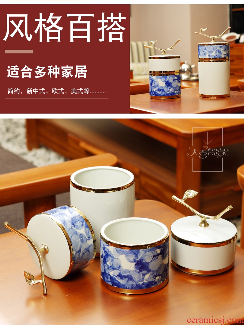 Modern new Chinese style ceramic storage tank furnishing articles sitting room hotel creative example room porch soft decorations arts and crafts