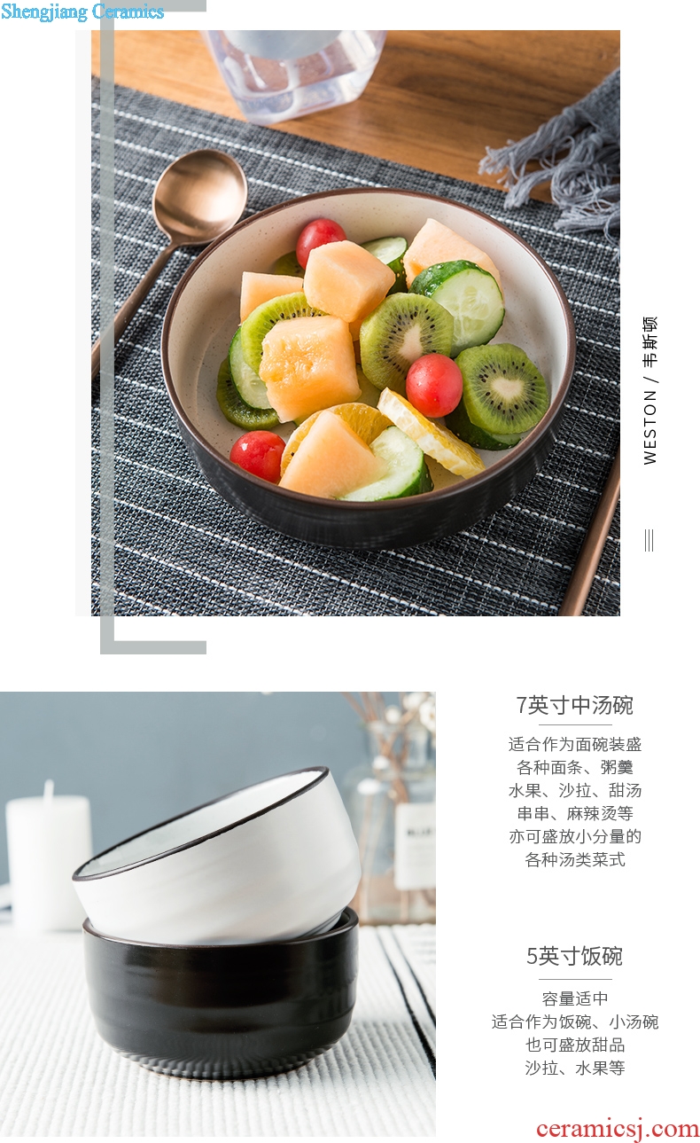 Soup bowl large Japanese household ceramics tableware creative personality eat rice bowl single Nordic bowl dish dishes ins