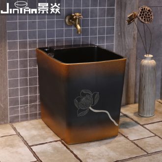 JingYan a lotus square retro ceramic art mop pool to wash the mop pool of creative personality archaize mop pool