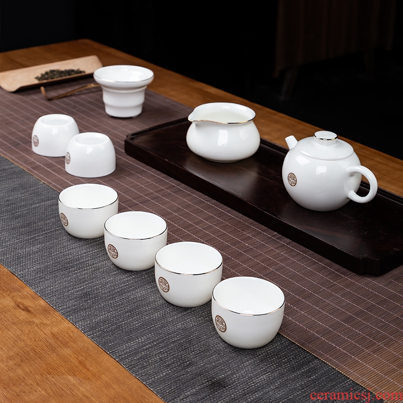 , tea set home a complete set of tea sets jingdezhen ceramic cups of marble kung fu tea pot lid bowl