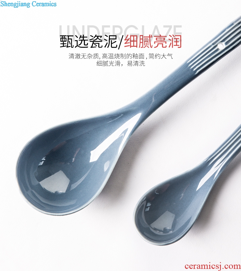 Household tablespoons of long handle drink soup spoon creative contracted small spoon Nordic ceramic spoon spoon eat porridge spoon scoop