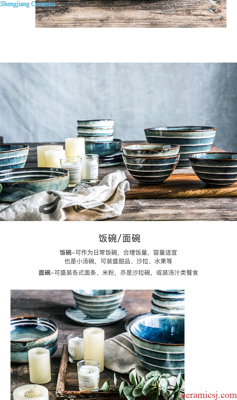 Ijarl million jia Japanese household porcelain bowl suit ins web celebrity people contracted creative gifts tableware of indigo naturalis