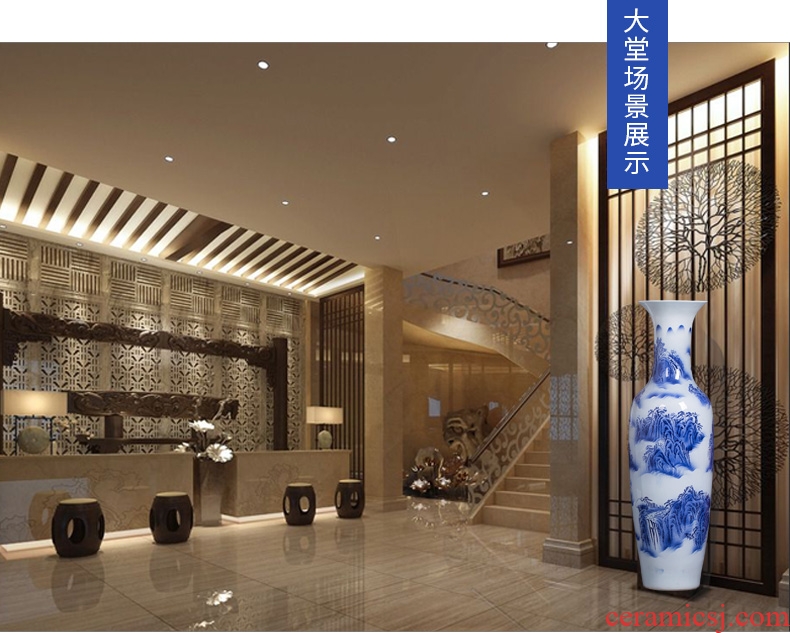 Jingdezhen ceramic large Chinese blue and white porcelain vase furnishing articles sitting room adornment landing large hotel opening gifts