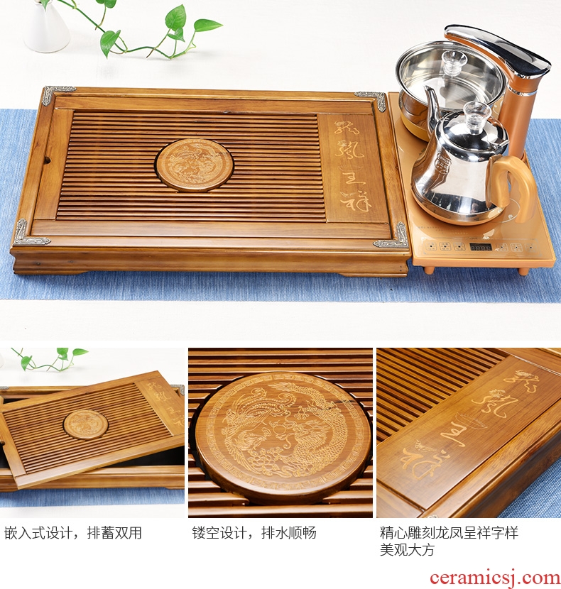 The pavilion tea tray kung fu tea set household automatic ceramic teapot teacup contracted small tea table of a complete set of the tea ceremony