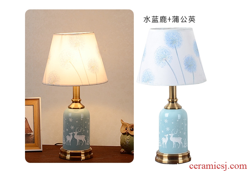 American contracted ceramic desk lamp bedroom home warm and romantic wedding room european-style Nordic ins girl bedside lamp