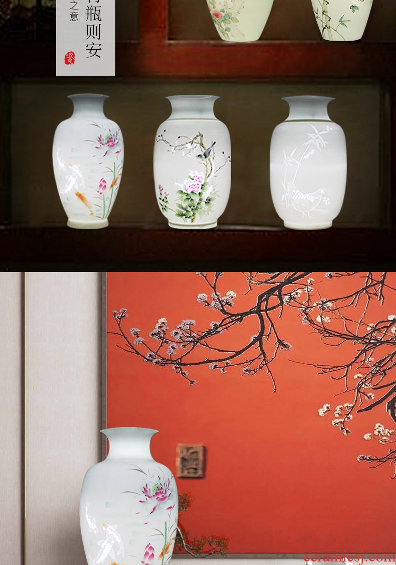 Exquisite vase furnishing articles of jingdezhen porcelain hand-painted ceramics sitting room knife clay flower arrangement home decorative arts and crafts