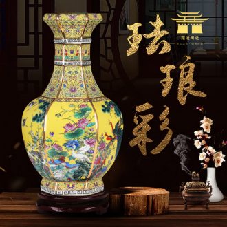 Chinese jingdezhen ceramics vase furnishing articles colored enamel decoration dried flowers flower arrangement sitting room adornment archaize handicraft