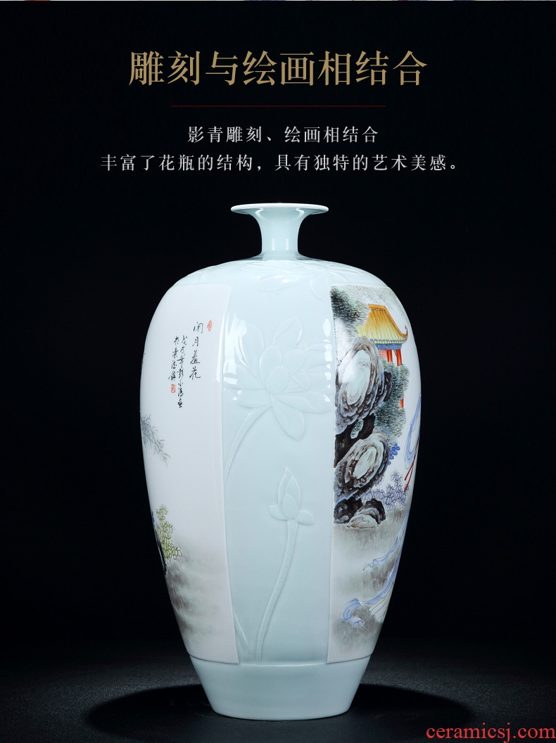 New Chinese style household hand-painted vases, the sitting room porch jingdezhen ceramics rich ancient frame decoration crafts are arranging flowers