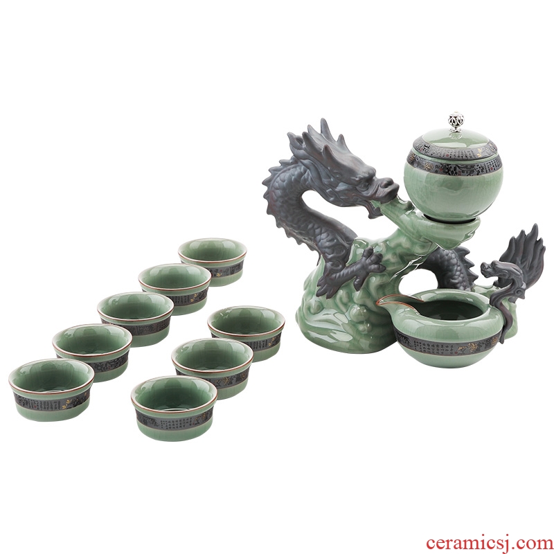 DH jingdezhen kung fu tea set suits domestic lazy automatic ceramic teapot ice to crack your kiln glass cups