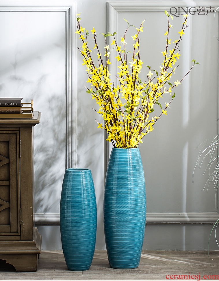 Contemporary and contracted vase furnishing articles jingdezhen ground vase sitting room ceramic vases, blue large flower arranging furnishing articles