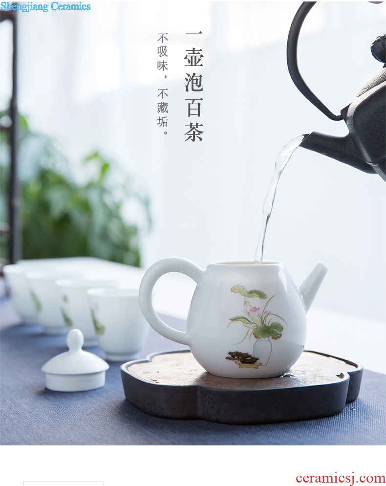 TaoXiChuan hand-painted lotus powder enamel teapot suit household small jingdezhen ceramic teapot kung fu tea set