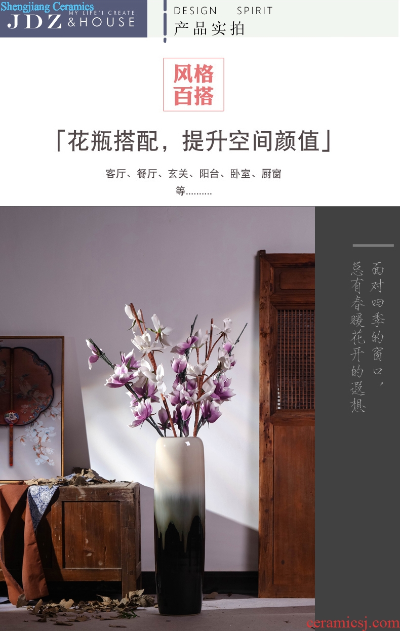 Jingdezhen ceramic vase landing large Chinese contemporary and contracted sitting room European ikebana simulation flower suit furnishing articles
