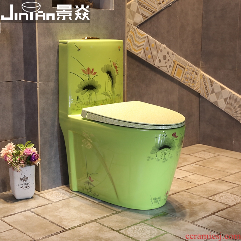 JingYan color art ceramic toilet adult injection siphon ordinary household toilet flush toilets