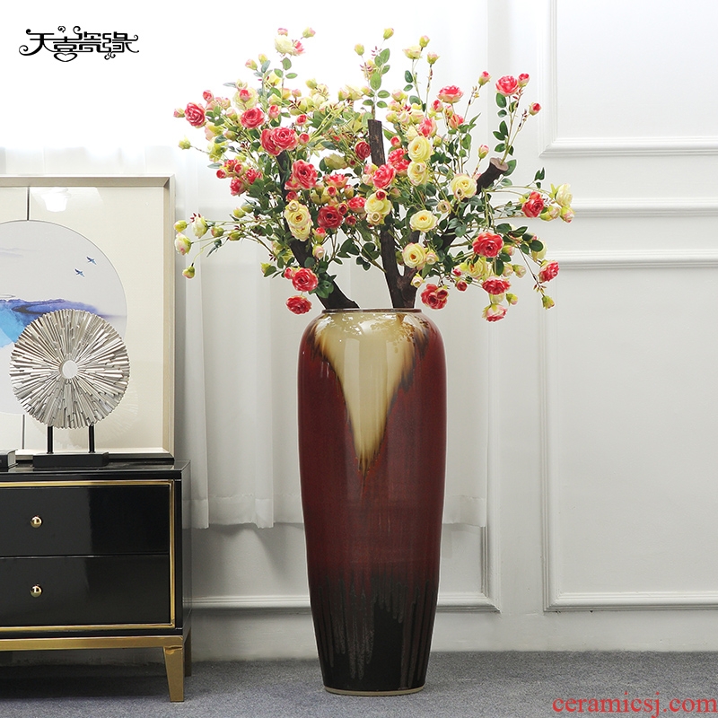 New Chinese style ceramic landing simulation flower vase large sitting room suit dry flower arrangement home furnishing articles