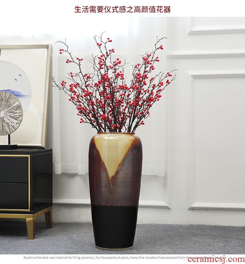 New Chinese style ceramic landing simulation flower vase large sitting room suit dry flower arrangement home furnishing articles