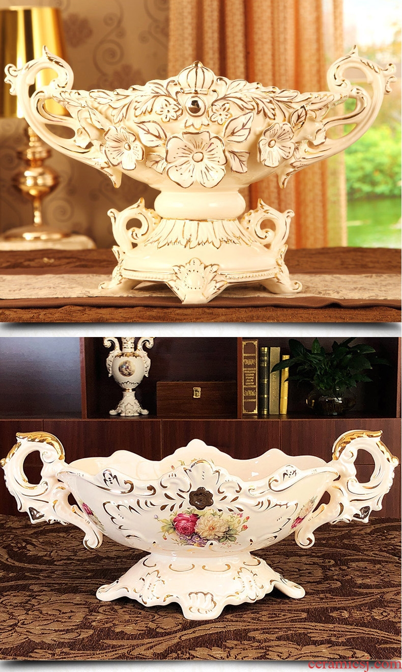 Ou compote 2018 new luxurious sitting room large fruit bowl creative household ceramic bowl tea table furnishing articles