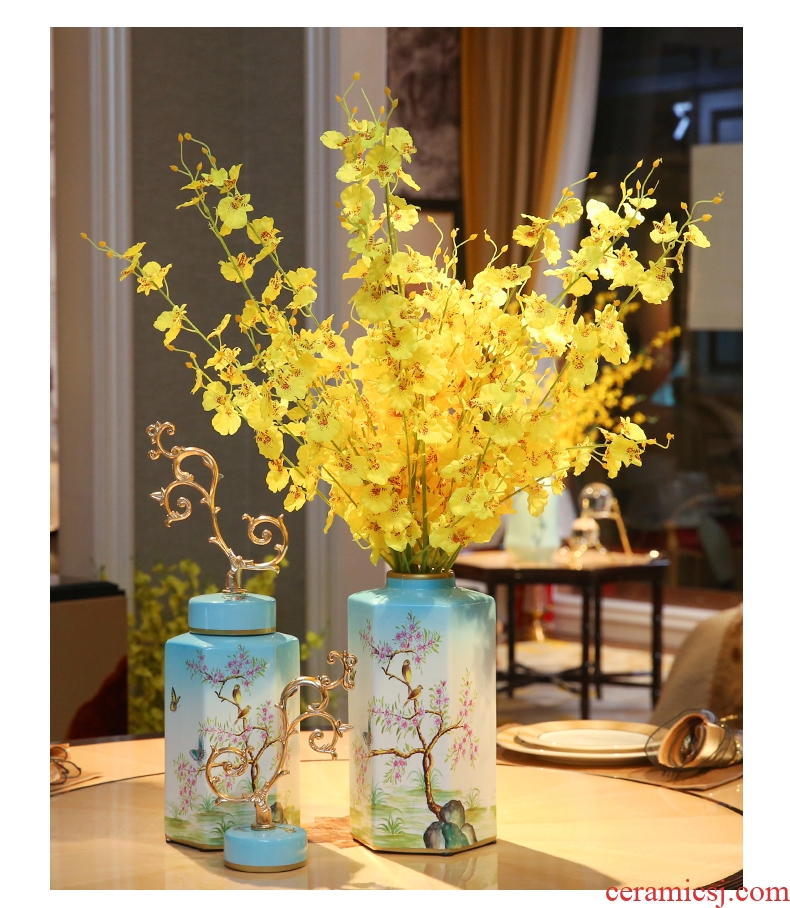 New Chinese style ceramic vase simulation flower arranging dried flowers suit European home sitting room adornment ornament porch place