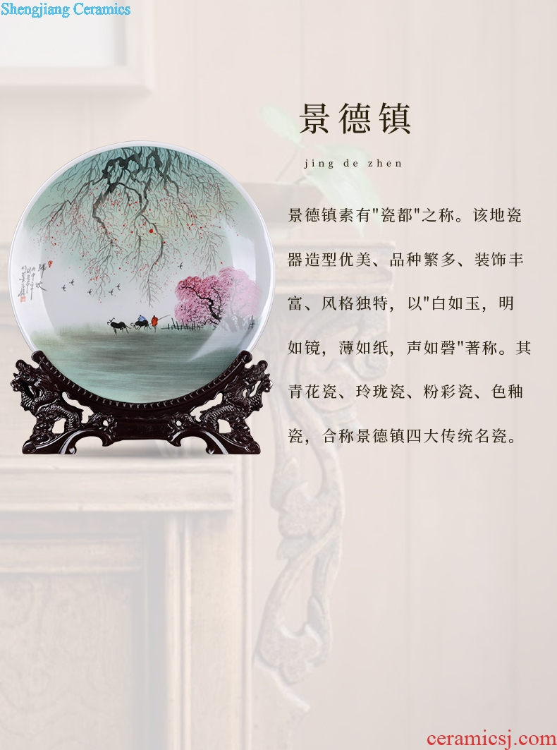 New Chinese style classical jingdezhen ceramics hang dish decorate dish hand-painted sat dish sitting room craft gift decoration furnishing articles