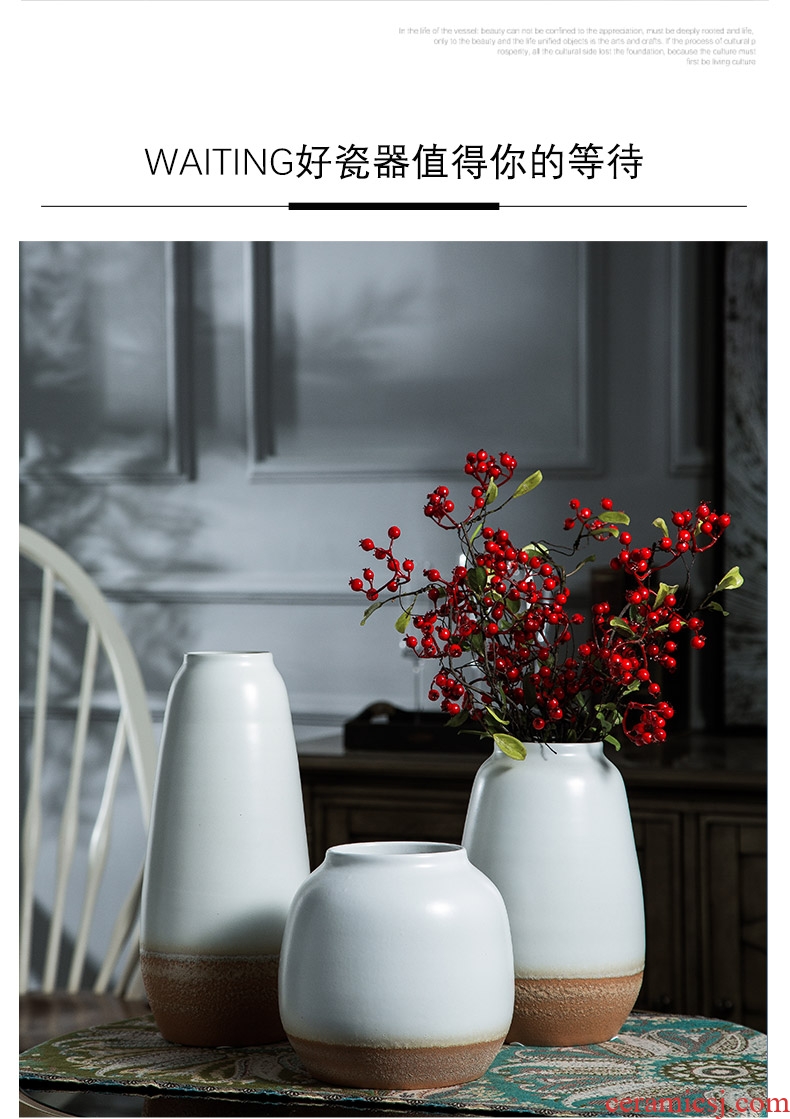 Contemporary and contracted ceramic flower arranging hydroponic vase continental sitting room white dried flowers, Nordic home furnishing articles